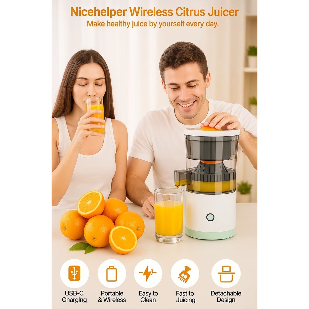 Rechargeable HandsFree Electric Citrus Juicer Masticating Orange Lemon Squeezer 2