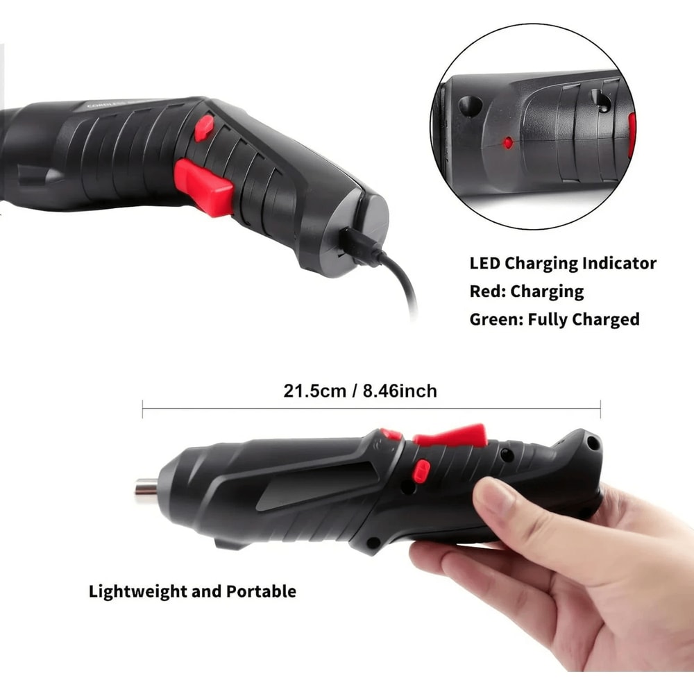 Cordless Electric Screwdriver Set USB Charging Screw Gun With LED Light 3