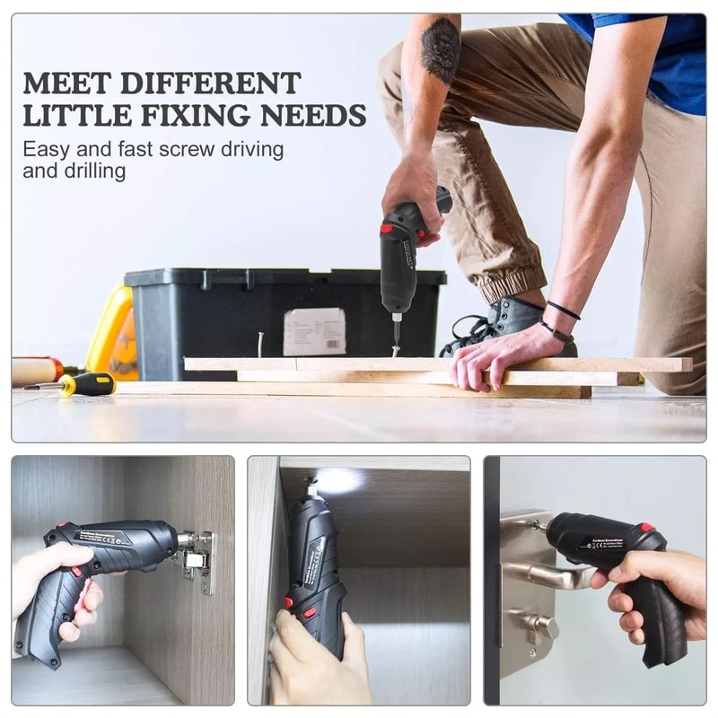 Cordless Electric Screwdriver Set USB Charging Screw Gun With LED Light 8