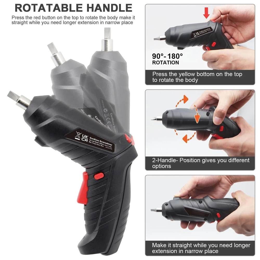 Cordless Electric Screwdriver Set USB Charging Screw Gun With LED Light 11