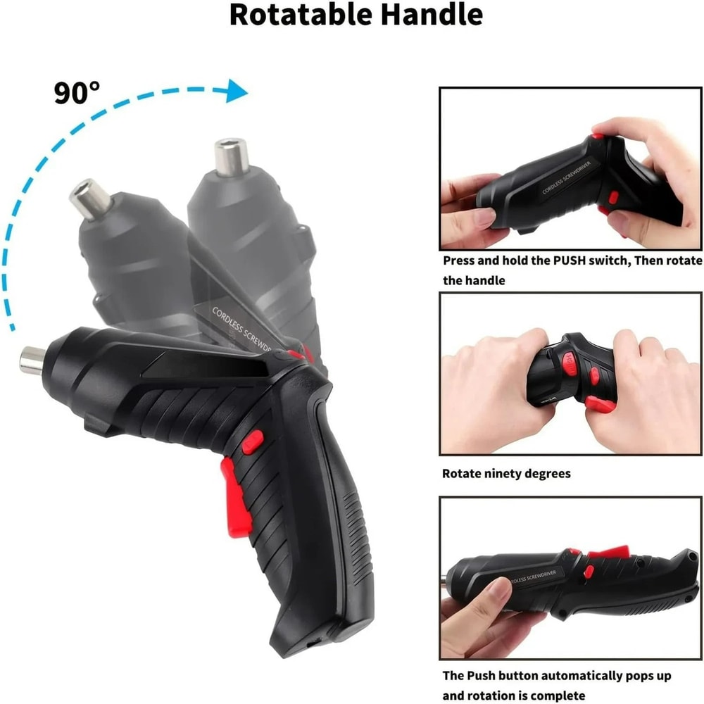 Cordless Electric Screwdriver Set USB Charging Screw Gun With LED Light 5