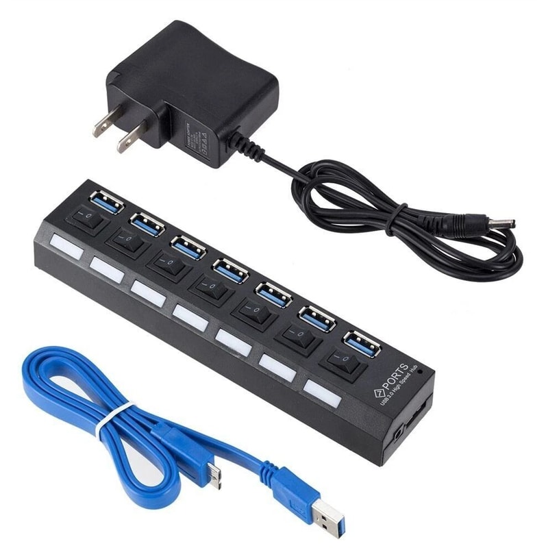 HighSpeed 7 Port USB 30 Hub Splitter Adapter For PC Laptop 10