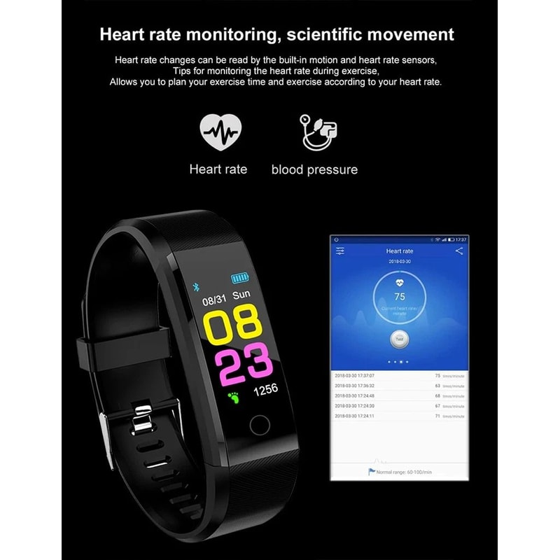 Activity Tracker Heart Rate Fitness Smart Watch BP Oxygen Monitor For Men Women 6
