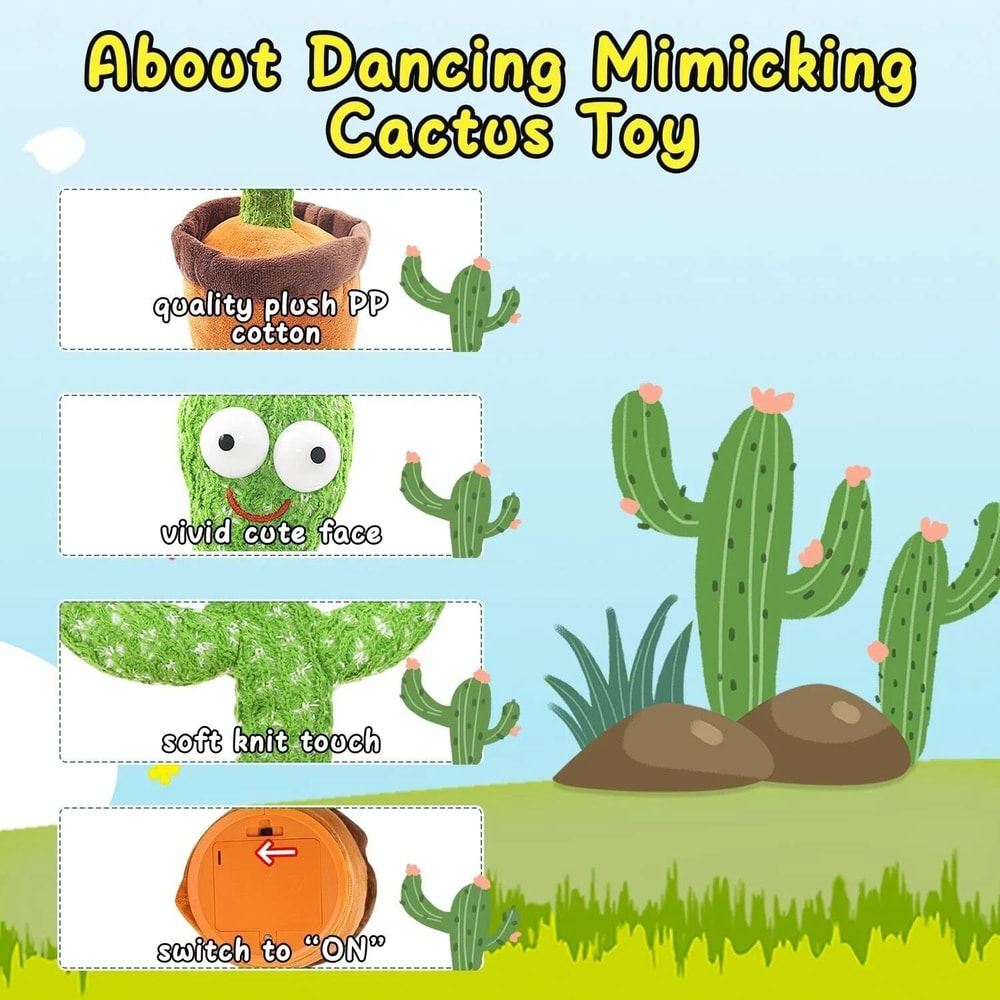 Funny Dancing Cactus Plush Toy Shake With Song Electronic Recording Doll Gift 3