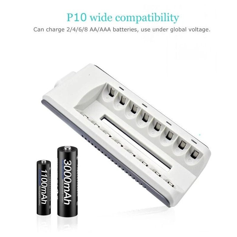 Fast Charge 8 Slot Battery Charger For NiMH NiCD AA AAA Rechargeable Batteries 9