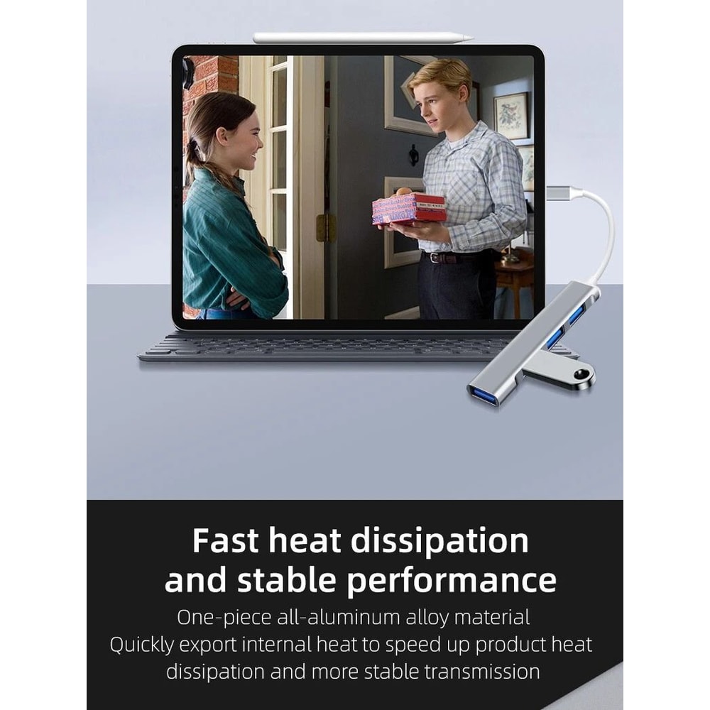4 Port USBC Hub Splitter For PC Mac MacBook Pro IPad USB 5