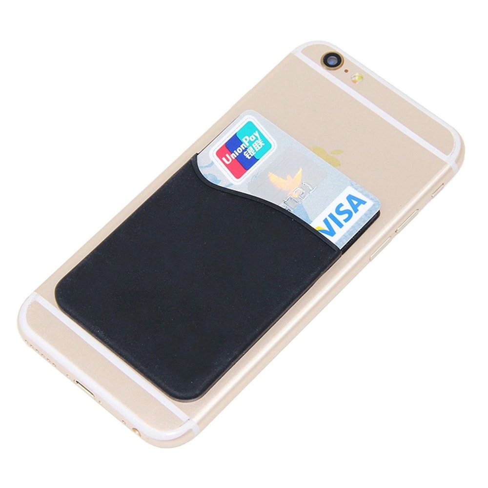 Black Silicone Credit Card Holder Adhesive Cell Phone Wallet Pocket Sticker 3