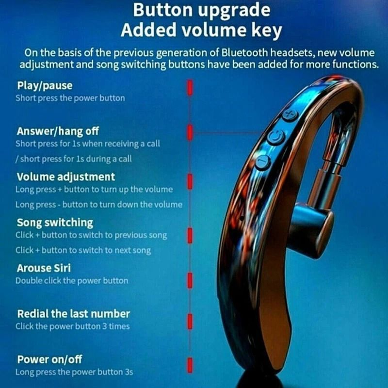 Noise Cancelling Wireless Bluetooth Earpiece Headset For Trucker Driving Earbuds 4