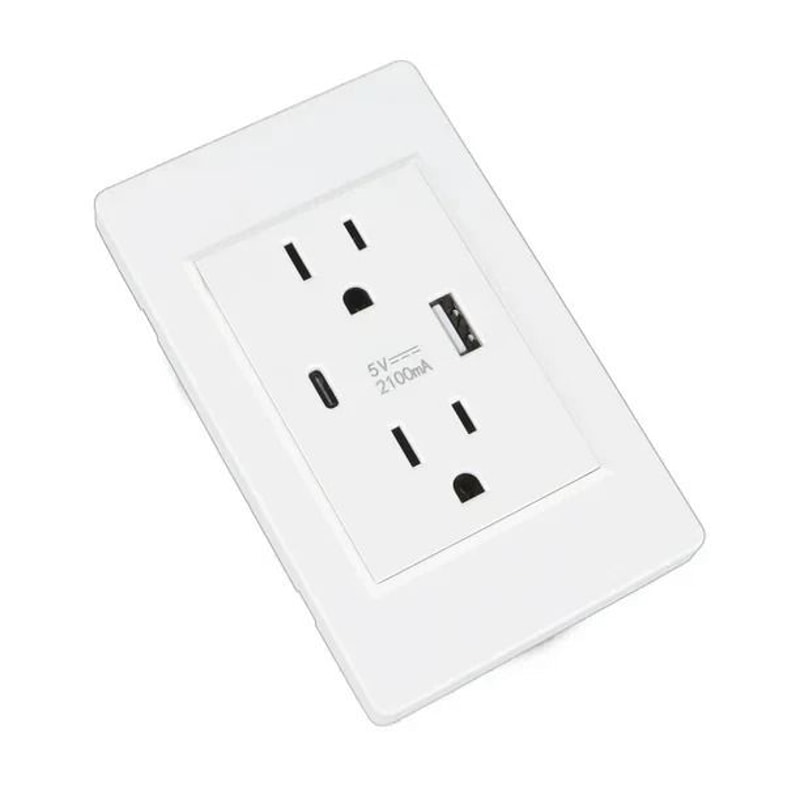 USB Charging Dual Wall Outlet Plate Panel With AC Power Receptacle 2