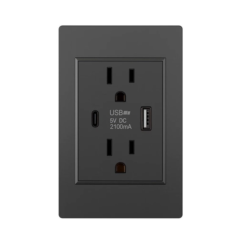 USB Charging Dual Wall Outlet Plate Panel With AC Power Receptacle 10