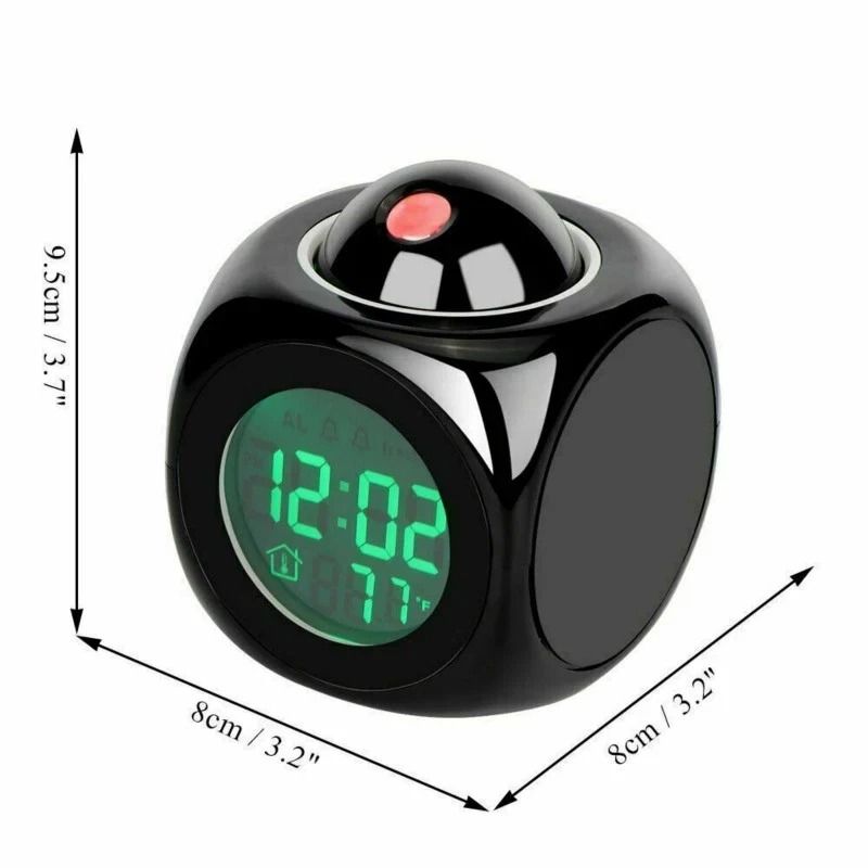 Digital LCD Display Voice Talking Alarm Clock LED Projection Alarm Clock Weather Snooze USB 9
