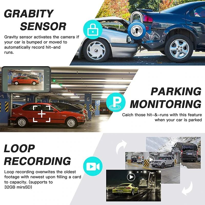 Dual Lens Car DVR Touch Screen Dash Cam Recorder Front And Rear Camera System 19