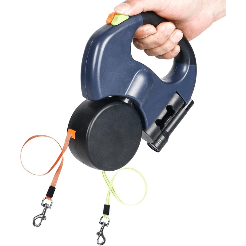 Double Dog Walking Leash Dual Pet Leash Retractable Swivel Reflective Lead 13