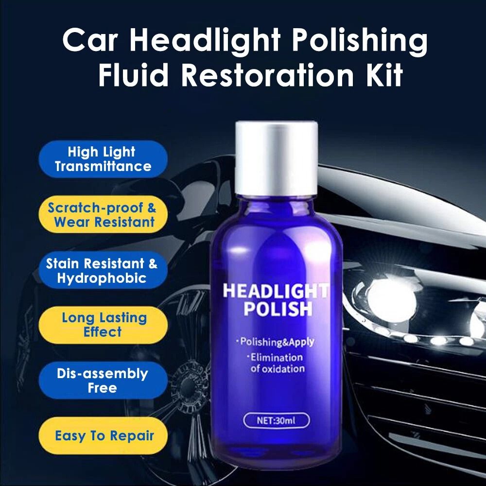 Lens Restoration Repair Kit Pro Car Headlight Polish Cleaner Cleaning Tool 7