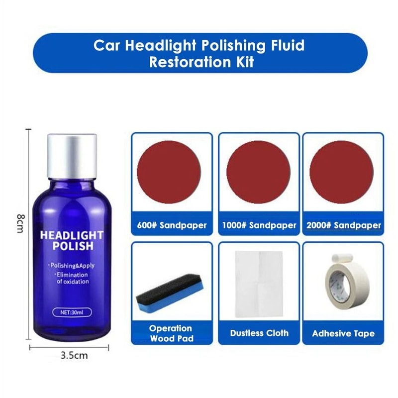 Lens Restoration Repair Kit Pro Car Headlight Polish Cleaner Cleaning Tool 8
