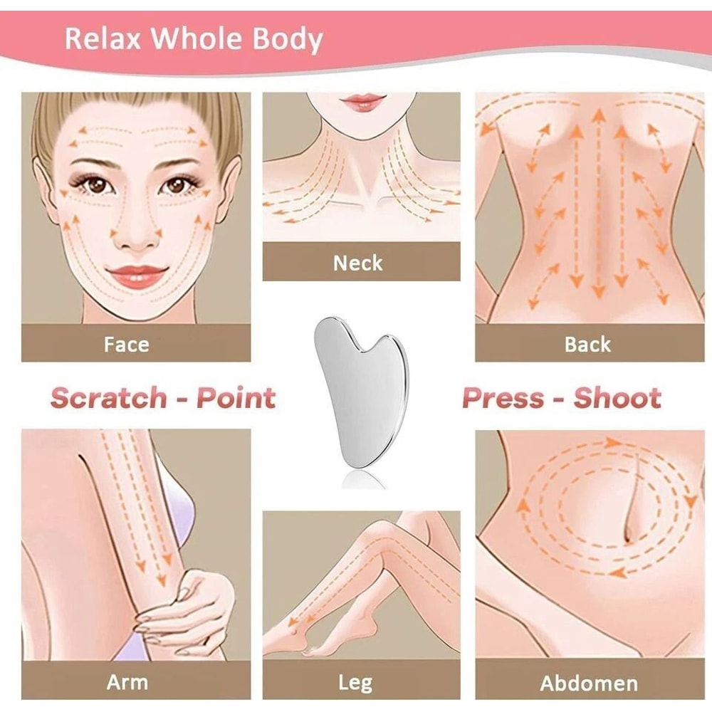 Facial Tools Guasha For Face Stainless Steel Gua Sha Metal Gua Sha Tight AntiAging Massager 2