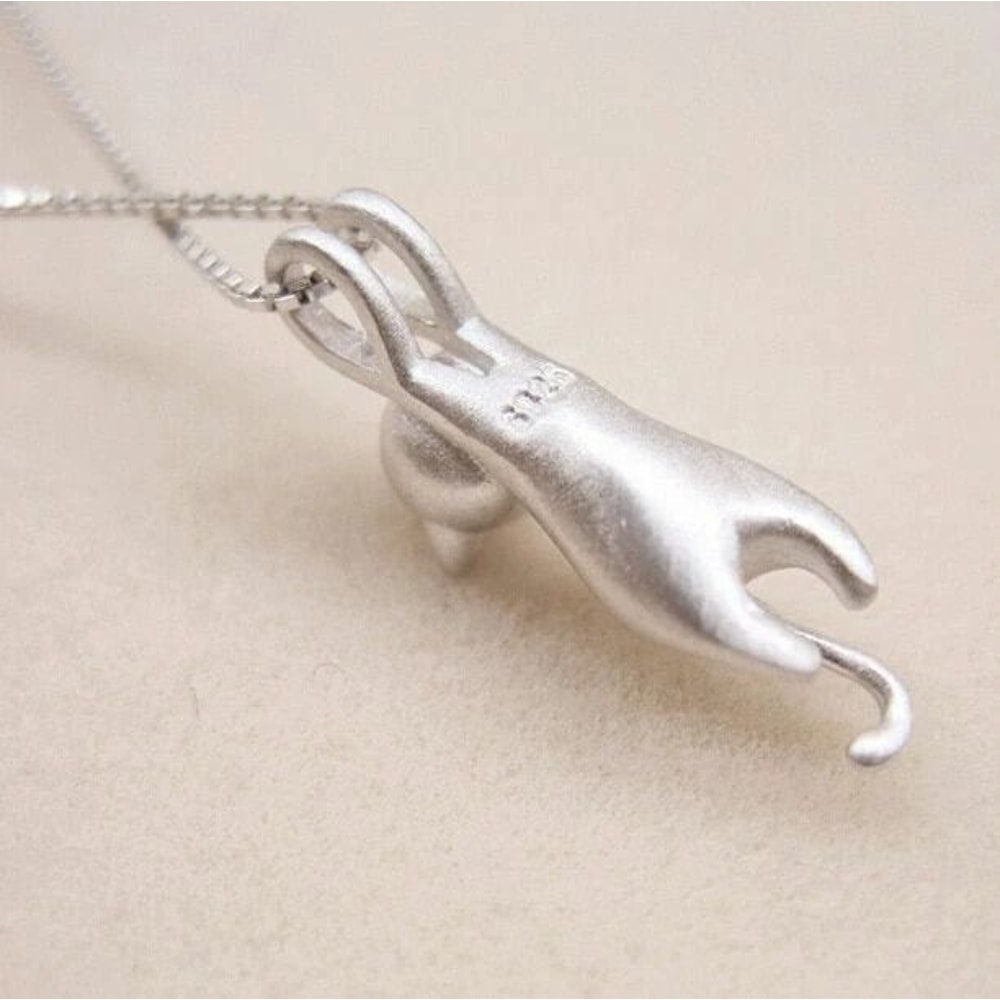 Cute Cat Kitty Pendant Sterling Silver Love Necklace Chain Women Gift 2