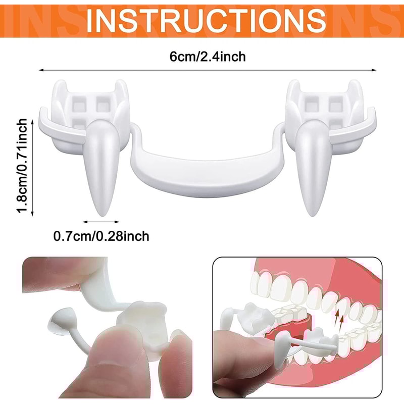 Fangs Halloween Cosplay Retractable Vampire Teeth Makeup Zombie Dentures Teeth 4