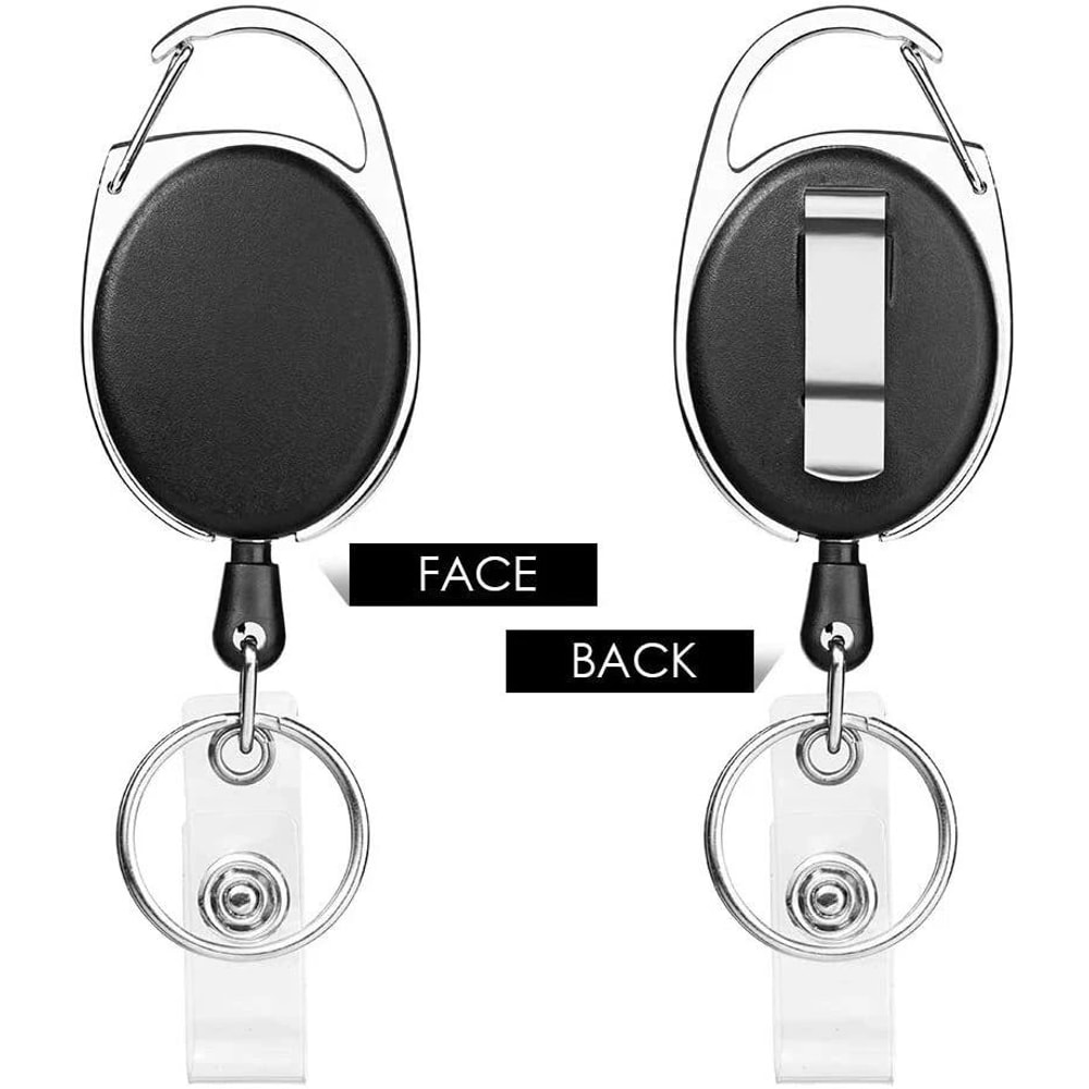 Steel Belt Clip Retractable Key Tool Reel Holder Heavy Duty Split Ring Chain 4