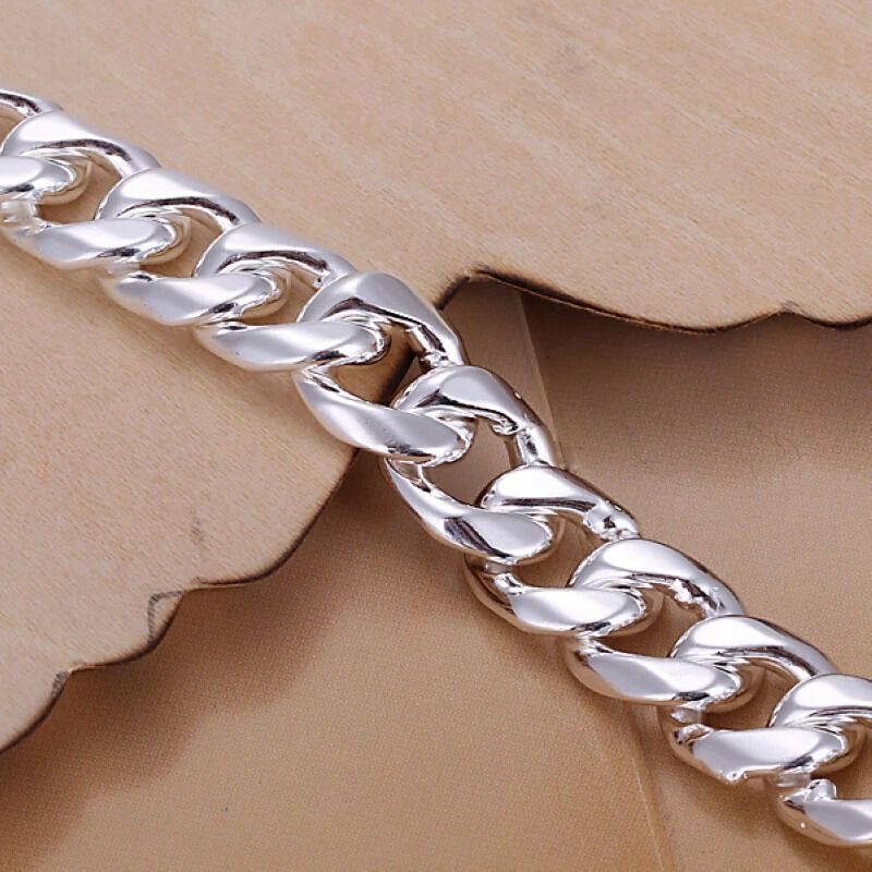 Sterling Silver Bracelet For Men Jewelry Heavy Thick Cuban Link Chain Bangle 6