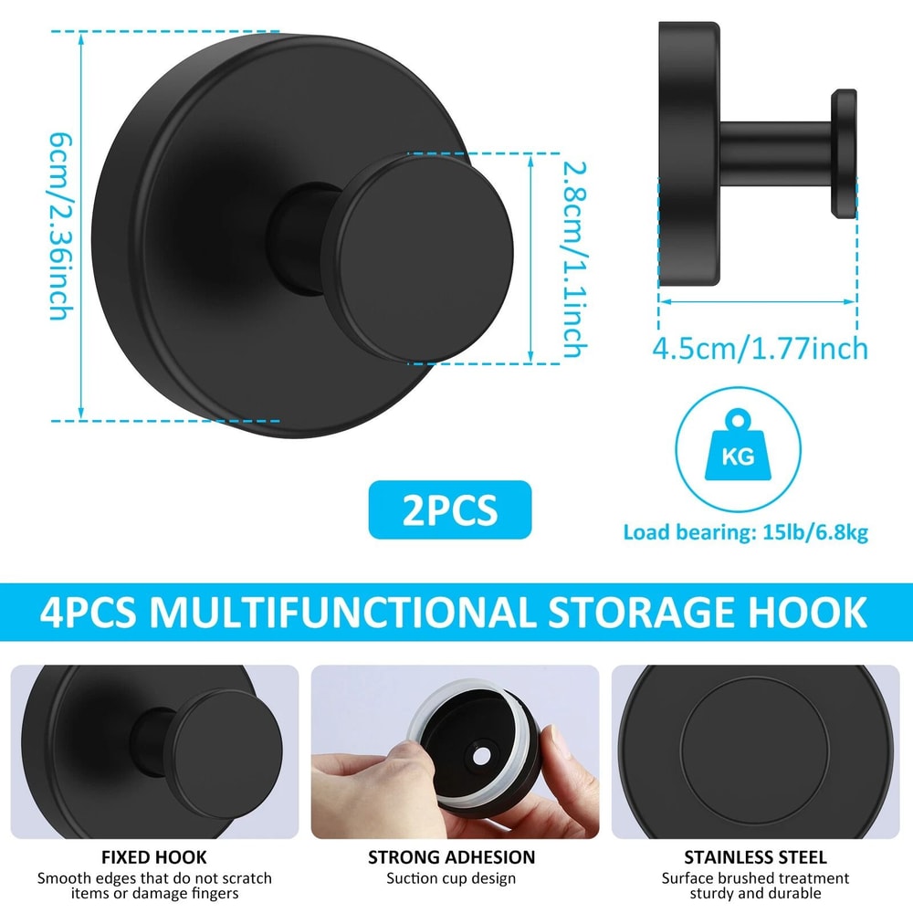 Shower Towel Holder Strong Vacuum Suction Cup Hook Hooks For Bathroom Kitchen 3