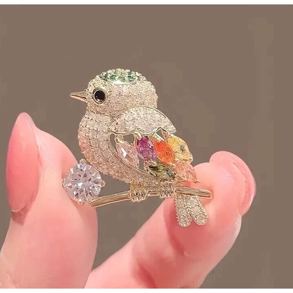 Elegant Sparkling Magpie Bird Brooch Pin Rhinestone Crystal Jewelry For Women CoatDress Adornment 4