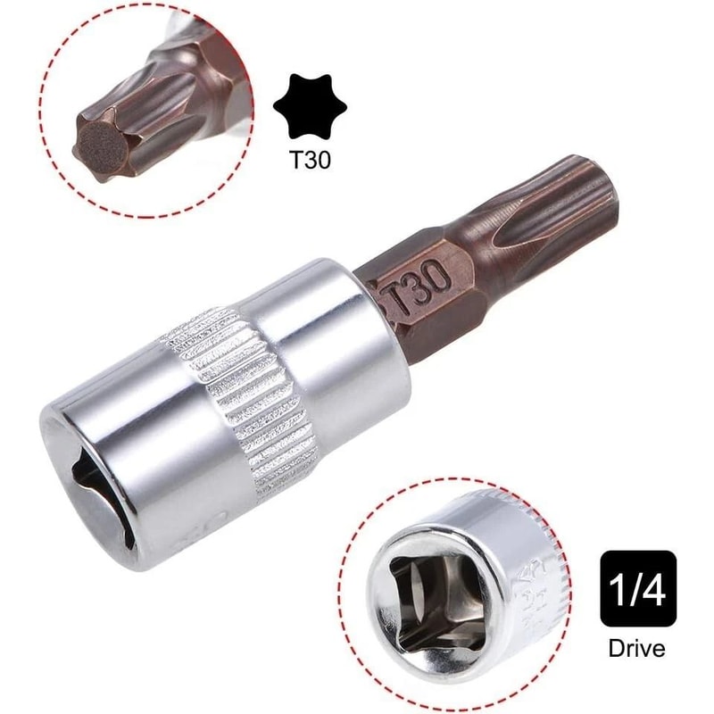 Drive X T30 Torx Bit Socket S2 Steel CRV Length Impact Sockets 1