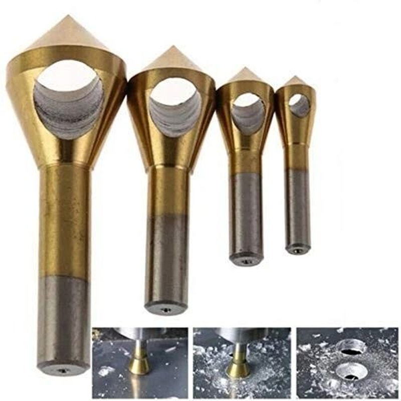 Deburring Chamfer Countersink Drill Bits Set Cutting Metal Tool Kit 5