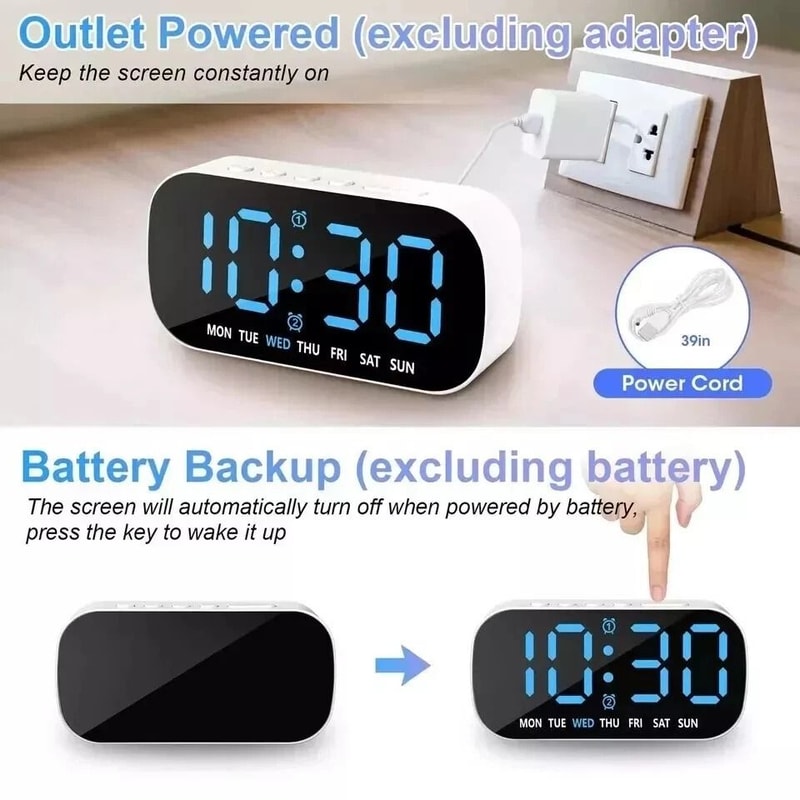 LED Digital Alarm Clock Battery Backup Electric Large Display Snooze Function 1