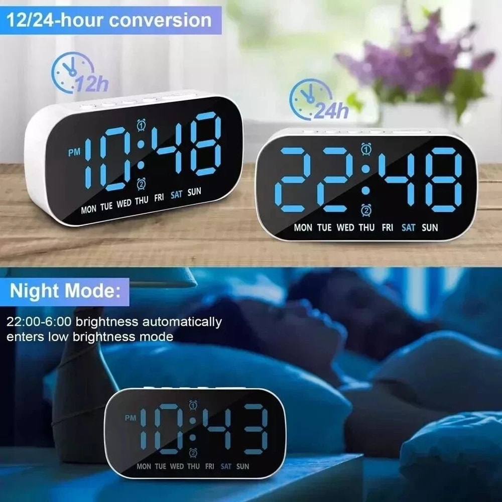 LED Digital Alarm Clock Battery Backup Electric Large Display Snooze Function 3
