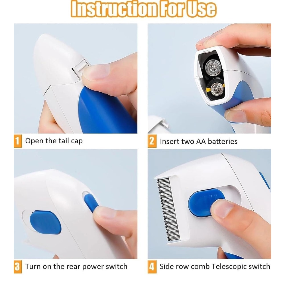 Pet Hair Comb Brush With Electric Flea Zapper Lice Remover For Dogs And Cats 5