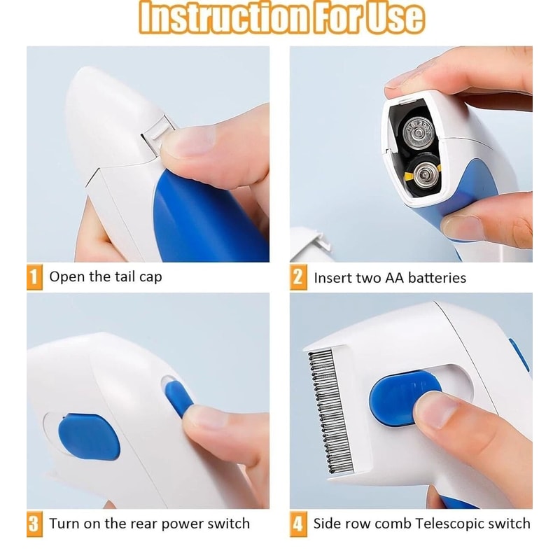 Pet Hair Comb Brush With Electric Flea Zapper Lice Remover For Dogs And Cats 5