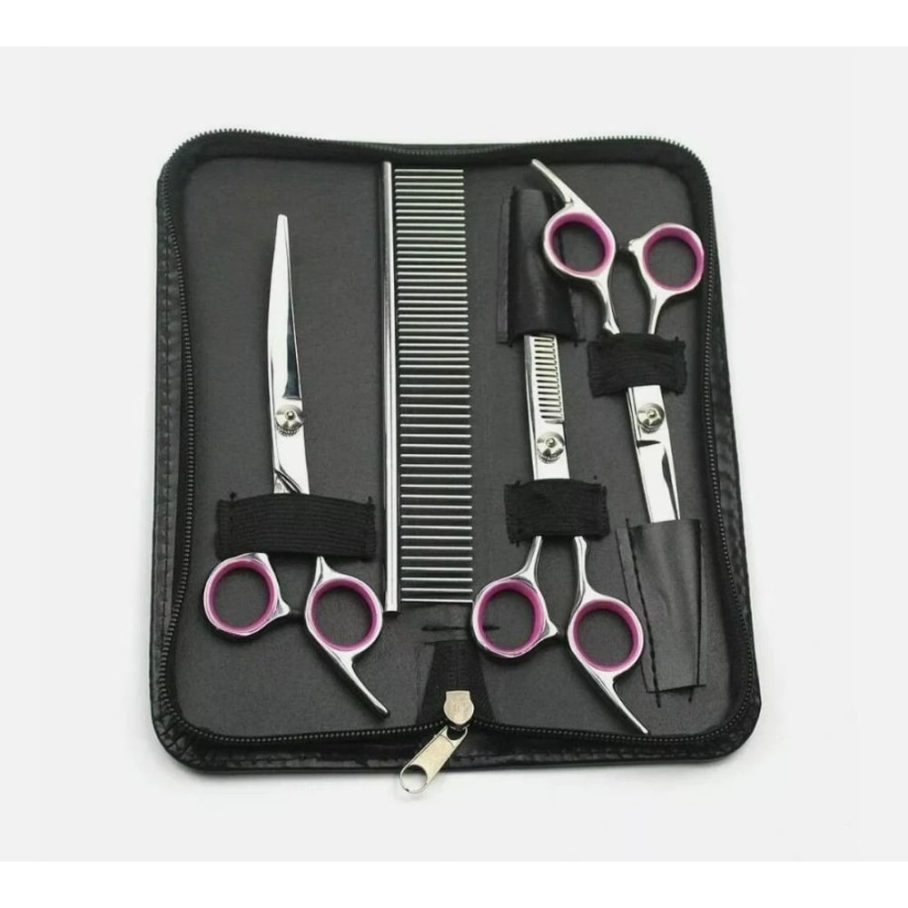 Professional Pet Dog Grooming Scissors Set Straight Curved Thinning Shear Kit For Dogs 2