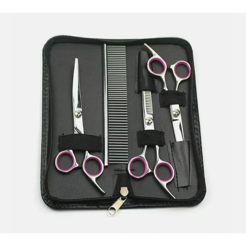 Professional Pet Dog Grooming Scissors Set Straight Curved Thinning Shear Kit For Dogs 2