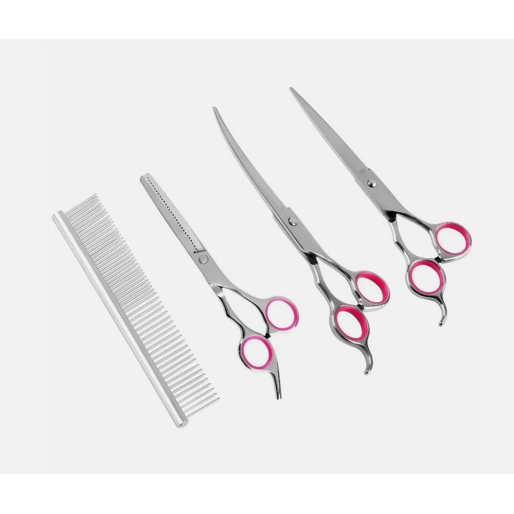 Professional Pet Dog Grooming Scissors Set Straight Curved Thinning Shear Kit For Dogs 3
