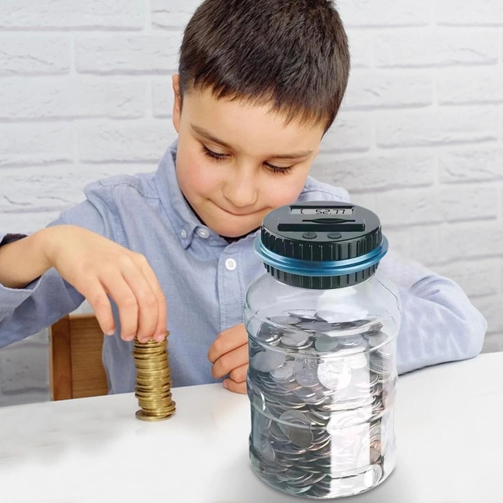 Digital Money Saving Jar Electronic Counting Coin Bank Safe Box For Kids 3