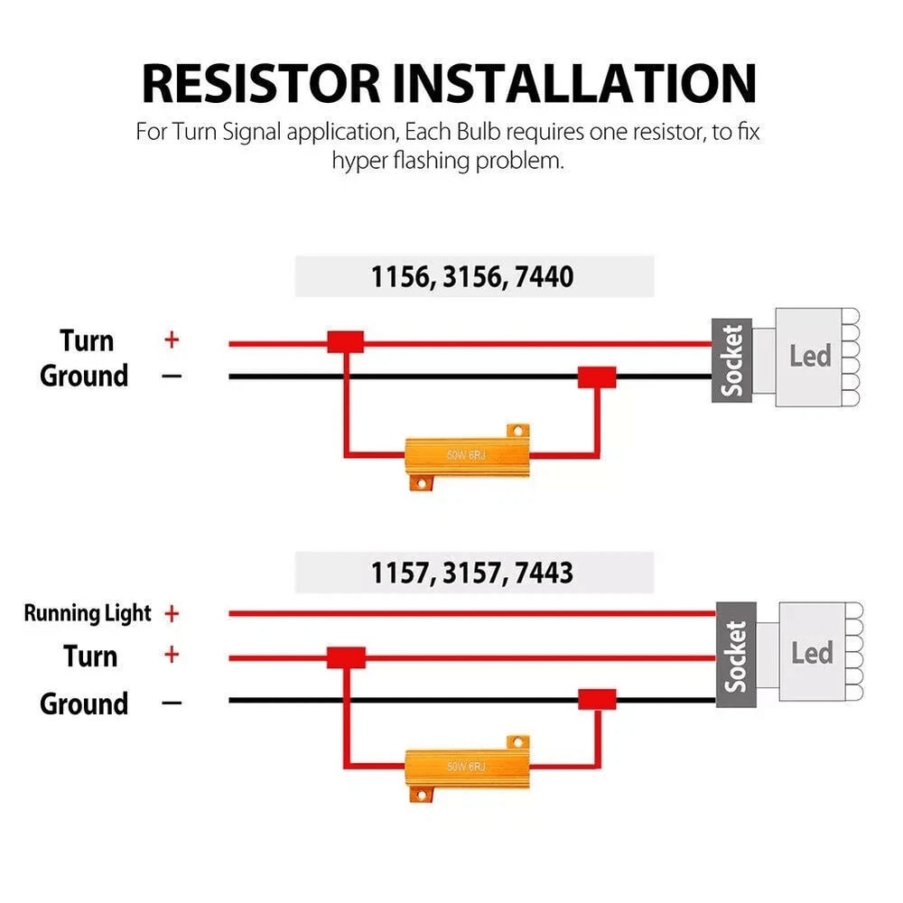 6RJ Load Resistor LED Decoder FIX Hyper Flash Turn Signal Blinker 5