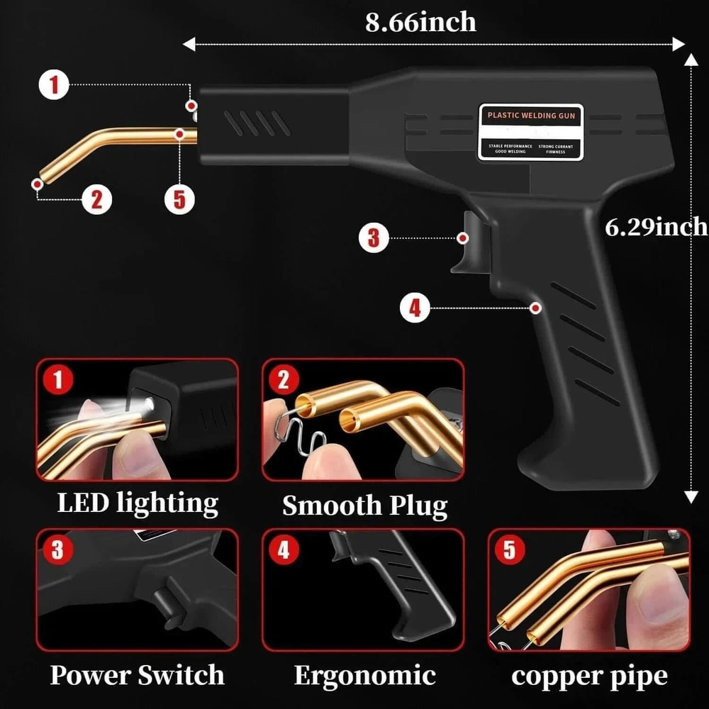 Hot Stapler Bumper Repair Kit Plastic Welder Soldering Gun With Staples 2