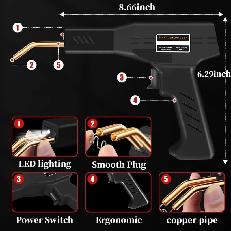 Hot Stapler Bumper Repair Kit Plastic Welder Soldering Gun With Staples 2