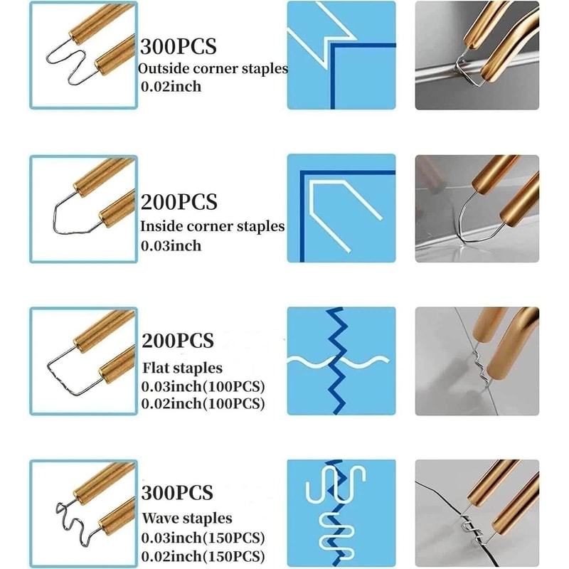 Hot Stapler Bumper Repair Kit Plastic Welder Soldering Gun With Staples 4