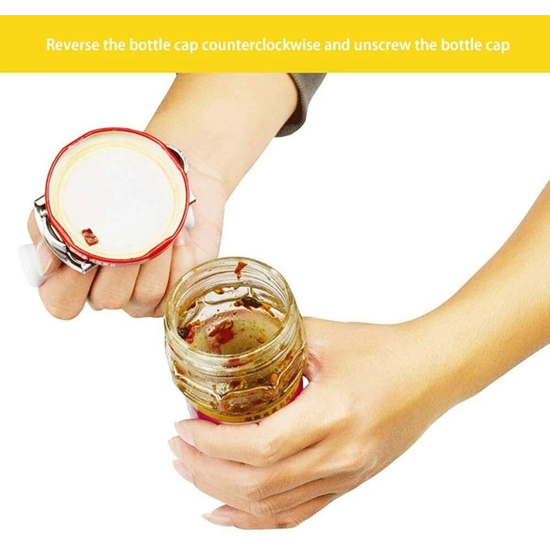 Easy Grip Adjustable Bottle Opener Stainless Steel Jar Lid Remover Twist Off Can Tool 4