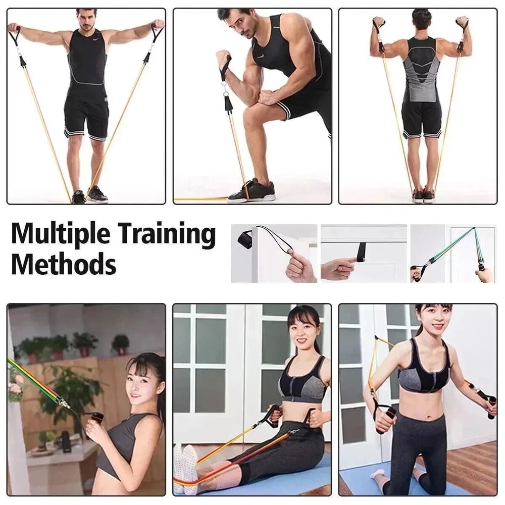 Yoga Resistance Band Set For Pilates Abs Exercise And Fitness Tube Bands 8