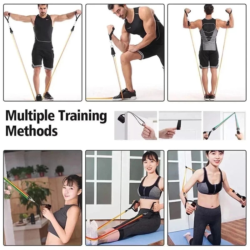 Yoga Resistance Band Set For Pilates Abs Exercise And Fitness Tube Bands 8