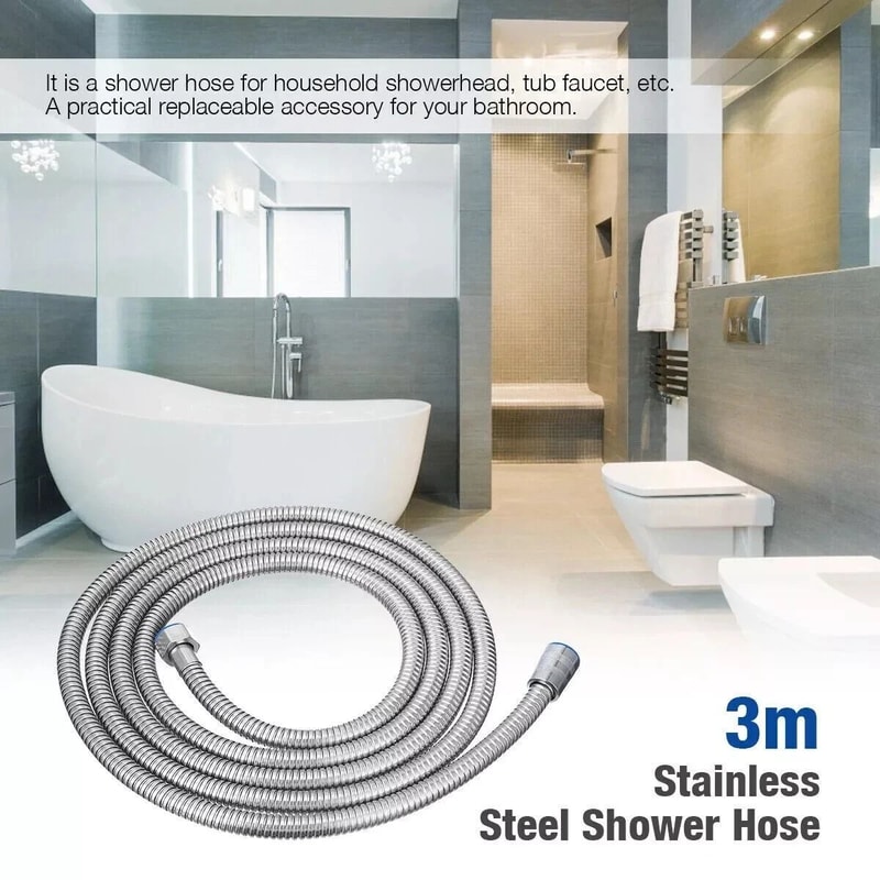 Stainless Steel Handheld Shower Head Hose Extra Long Flexible Tube For Bathroom 7