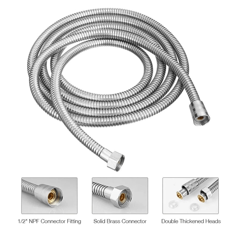 Stainless Steel Handheld Shower Head Hose Extra Long Flexible Tube For Bathroom 6