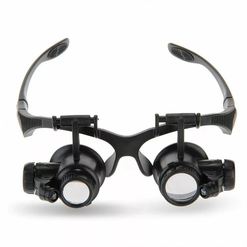 Jewelry Watch Repair Magnifier Loupe Glasses With LED Light Lens Double Eye Design 1
