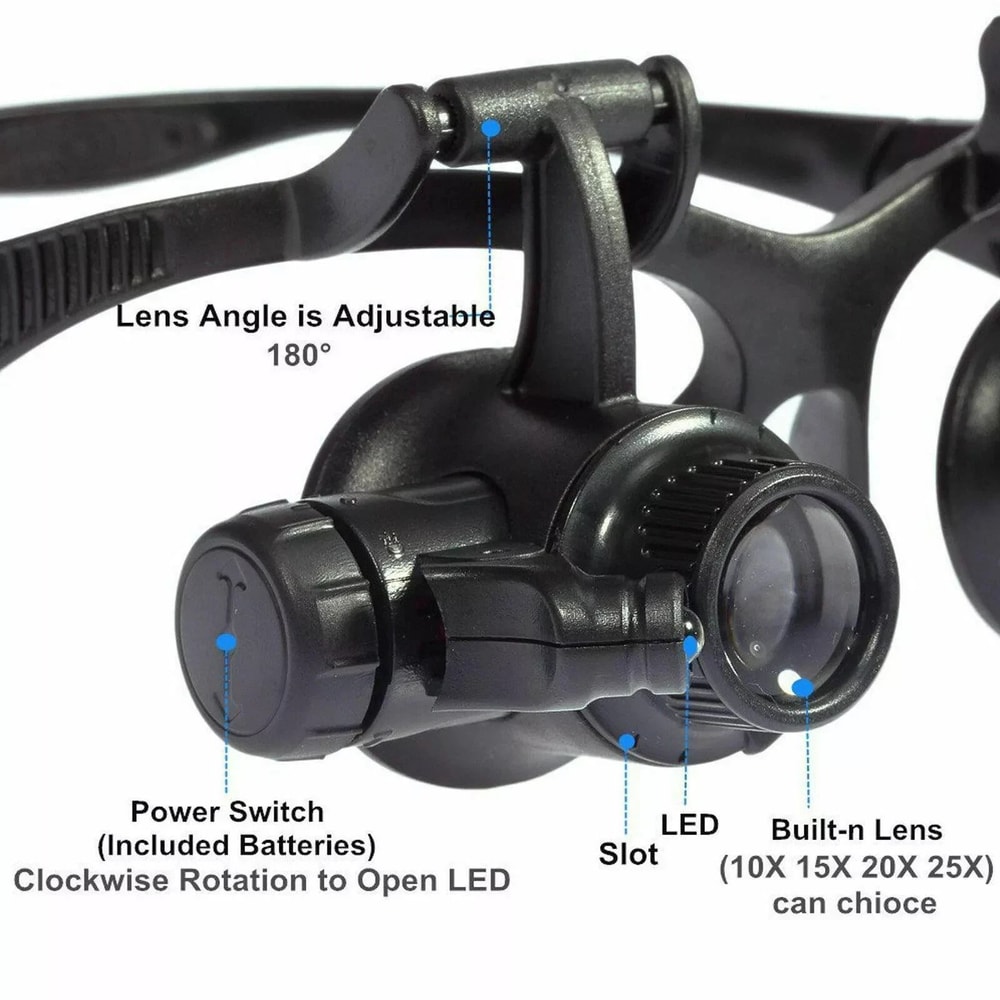 Jewelry Watch Repair Magnifier Loupe Glasses With LED Light Lens Double Eye Design 2