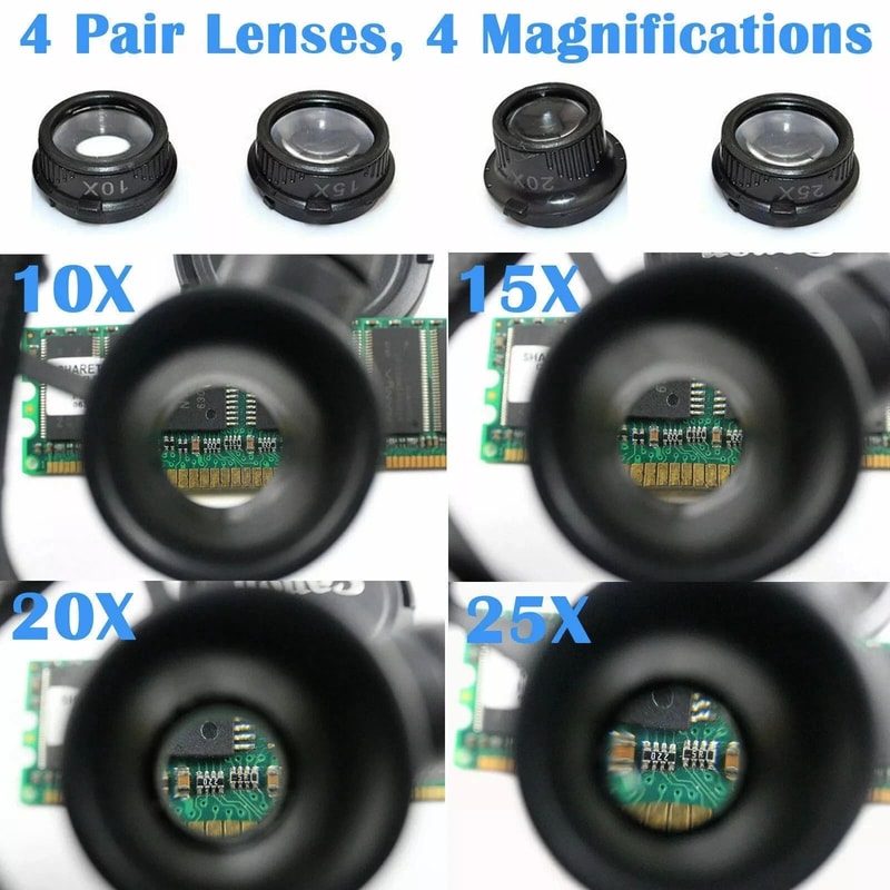 Jewelry Watch Repair Magnifier Loupe Glasses With LED Light Lens Double Eye Design 5