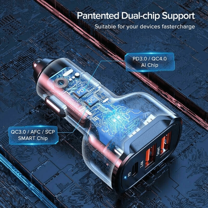 Fast Charge Adapter USB PD TypeC Car Charger 4