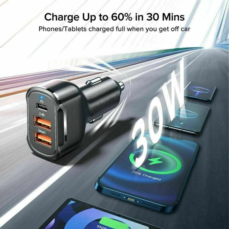 Fast Charge Adapter USB PD TypeC Car Charger 6